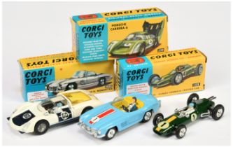 Corgi toys Group of 3 To Include (1) 155 Lotus climax racing car - Green with racing No.1, (2) 30...