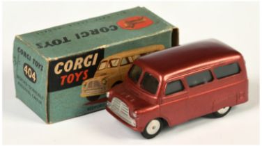 Corgi Toys  404 Bedford Dormobile Personnel Carrier - Metallic cerise, silver trim and flat spun hub