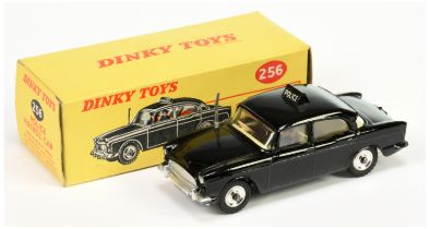 Dinky Toys 256 Humber Hawk "Police" Car - Black body, pale cream interior with figures, roof box,...