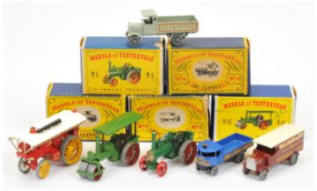 Matchbox Models of Yesteryear boxed early group to include Y1 Alchin Traction Engine - Angled unp...