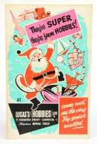 Original 1950's/1960's Retailers Show Card for "Lucas's Hobbies Ltd