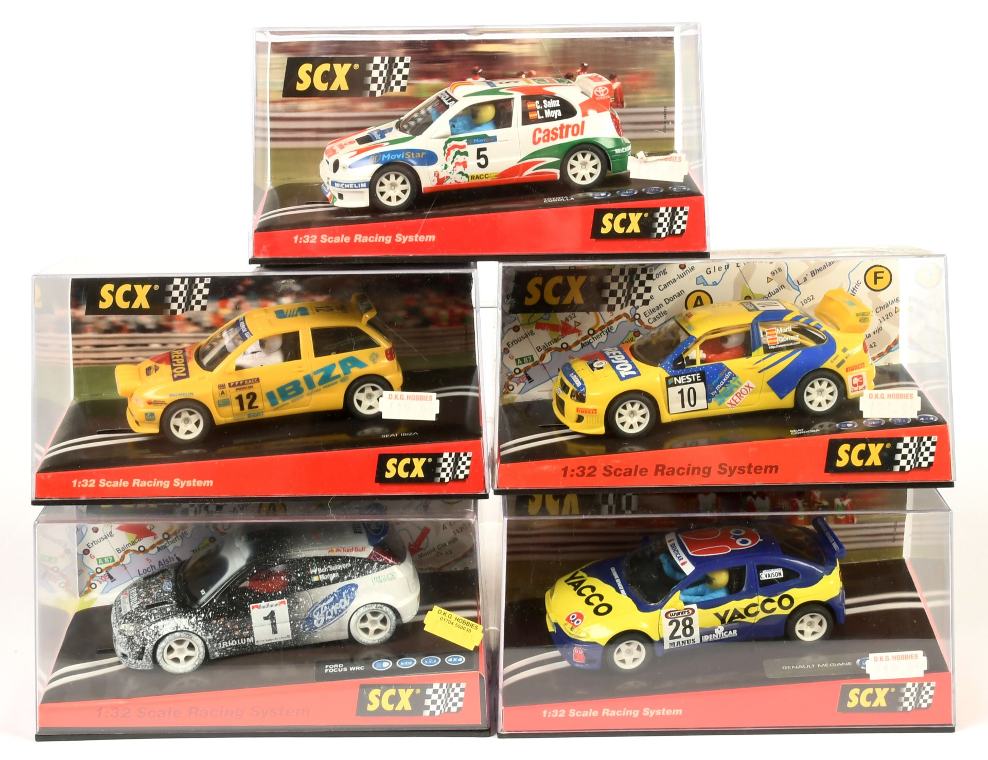SCX Group of Rally Cars.