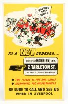 Original 1950's/1960's Retailers Show Card for "Lucas's Hobbies Ltd of Liverpool"