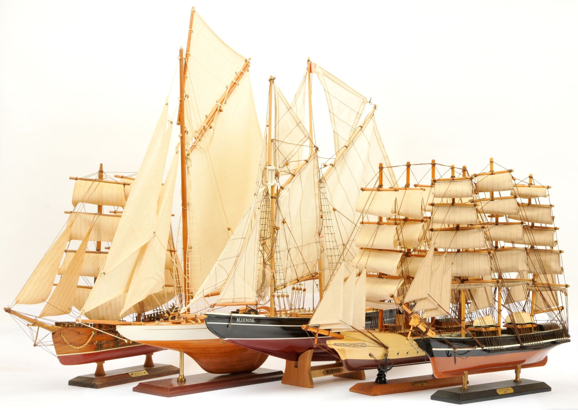 Wooden Sail Boats x 5