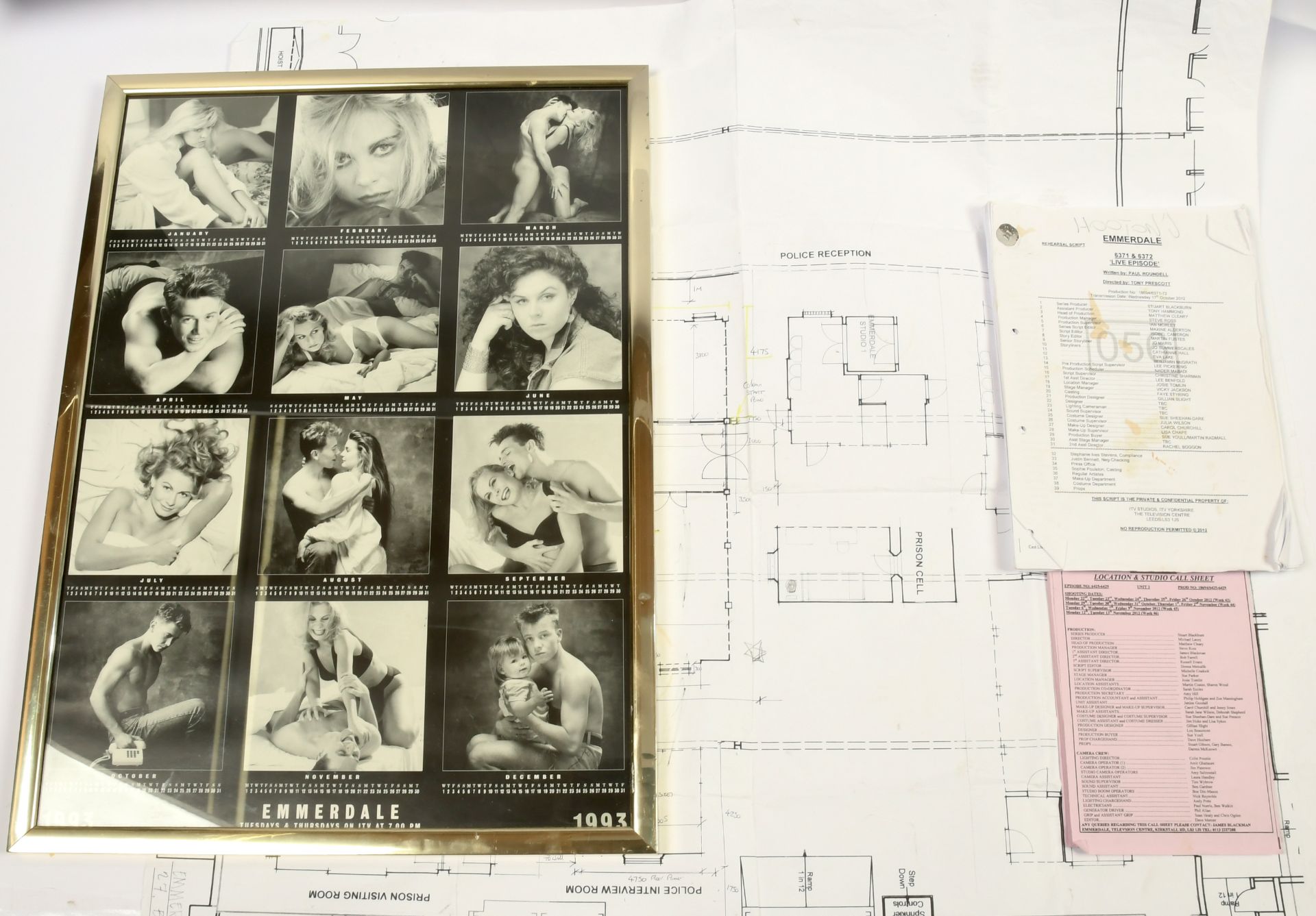 Emmardale Rehersal Script, Call Sheet, Hosptial Set Plans, Framed 1993 Calender and Skyline Set B... - Image 3 of 3
