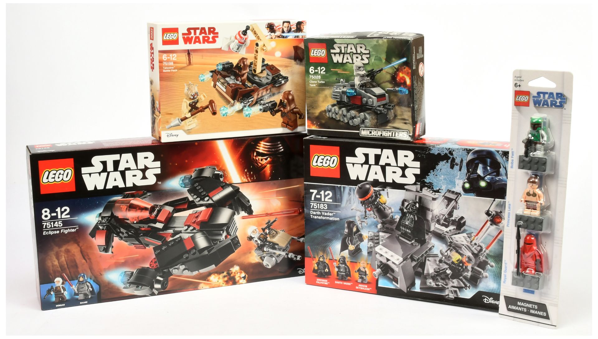 Lego Star Wars sets x5 Includes Eclipse Fighter 75145, Darth Vader Transformation 75183, Tatooine...