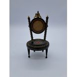 Miniature antique black lacquered wooden chair AU GLANEUR PORT LOUIS 1875