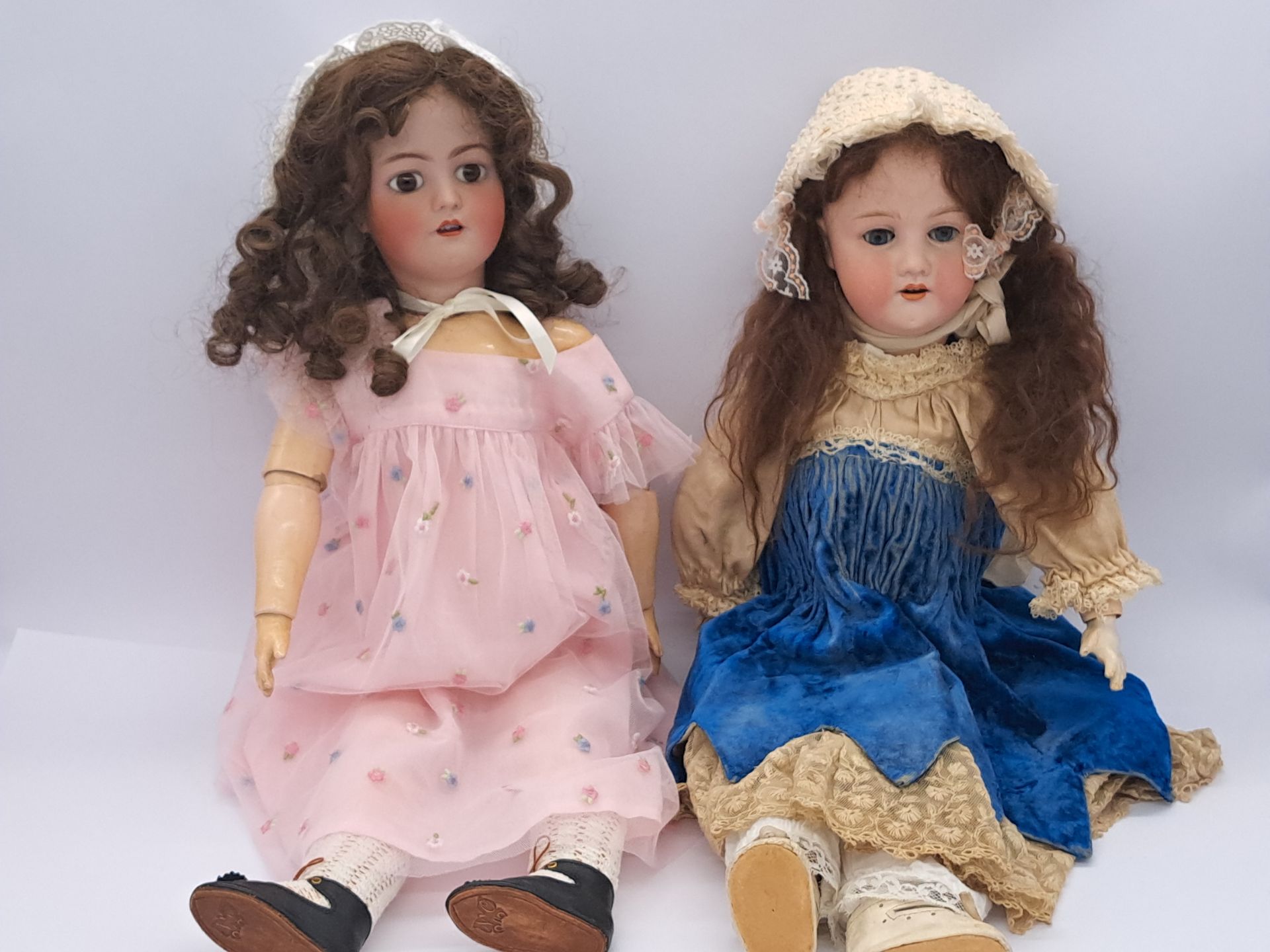 Pair of German bisque dolls