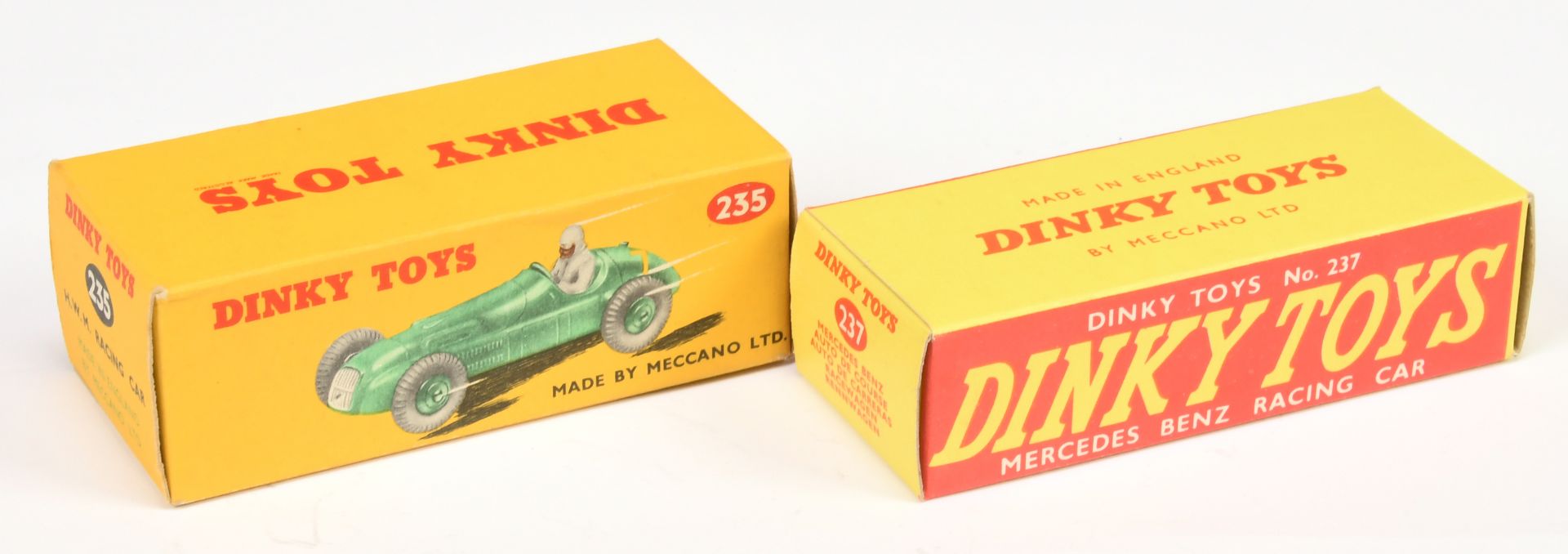 Dinky Toys Empty Boxes To Include (1) 235 HWM Racing Car - Yellow and red carded picture box is i...