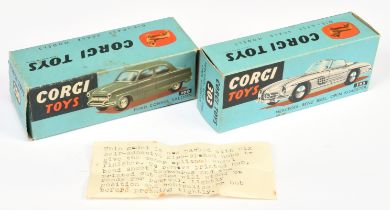 Corgi Toys Empty Boxes to Include (1) 200 Ford Consul saloon and (2) 303 Mercedes 300SL Open Roadste