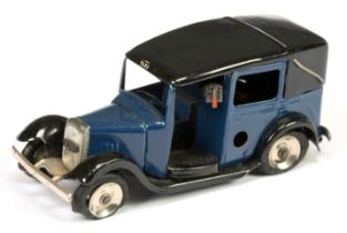 Triang Minic Clockwork 35M "Taxi" - Blue body with black roof and chassis