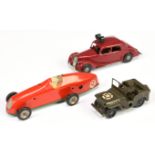 Triang Minic Clockwork Group Of 3 To Include - (1) 13M Racing Car Red body driver (label), (2) 78...