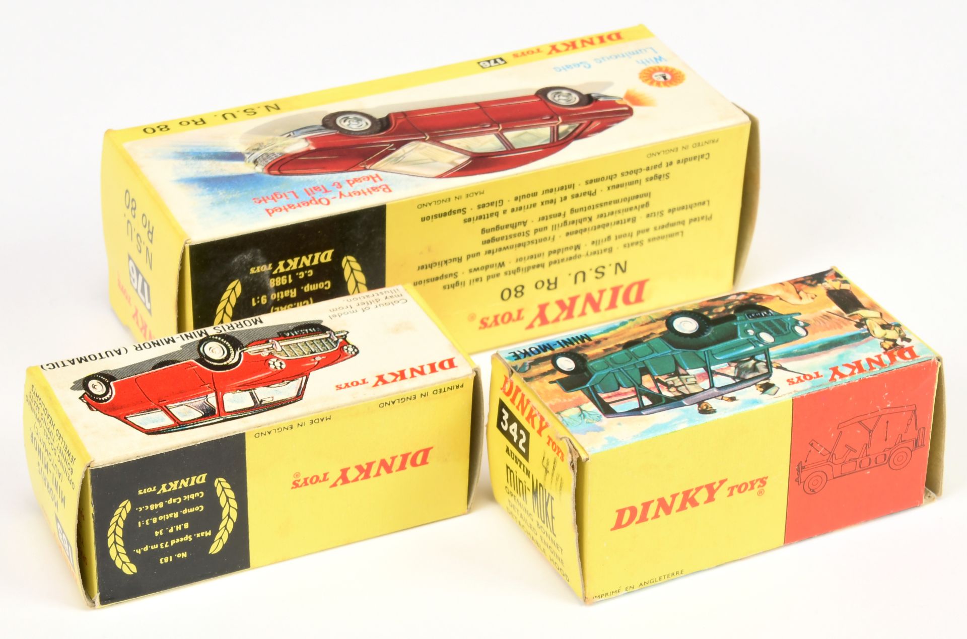 Dinky Toys Empty Boxes To Include (1) 175 NSU RO80 (without inner stand), (2) 183 Morris Mini min... - Image 2 of 2