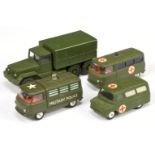Corgi Toys Military Group of 4 To Include (1) International 6X6 Covered Truck, (2) Bedford "Ambul...