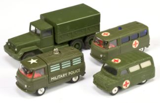 Corgi Toys Military Group of 4 To Include (1) International 6X6 Covered Truck, (2) Bedford "Ambul...