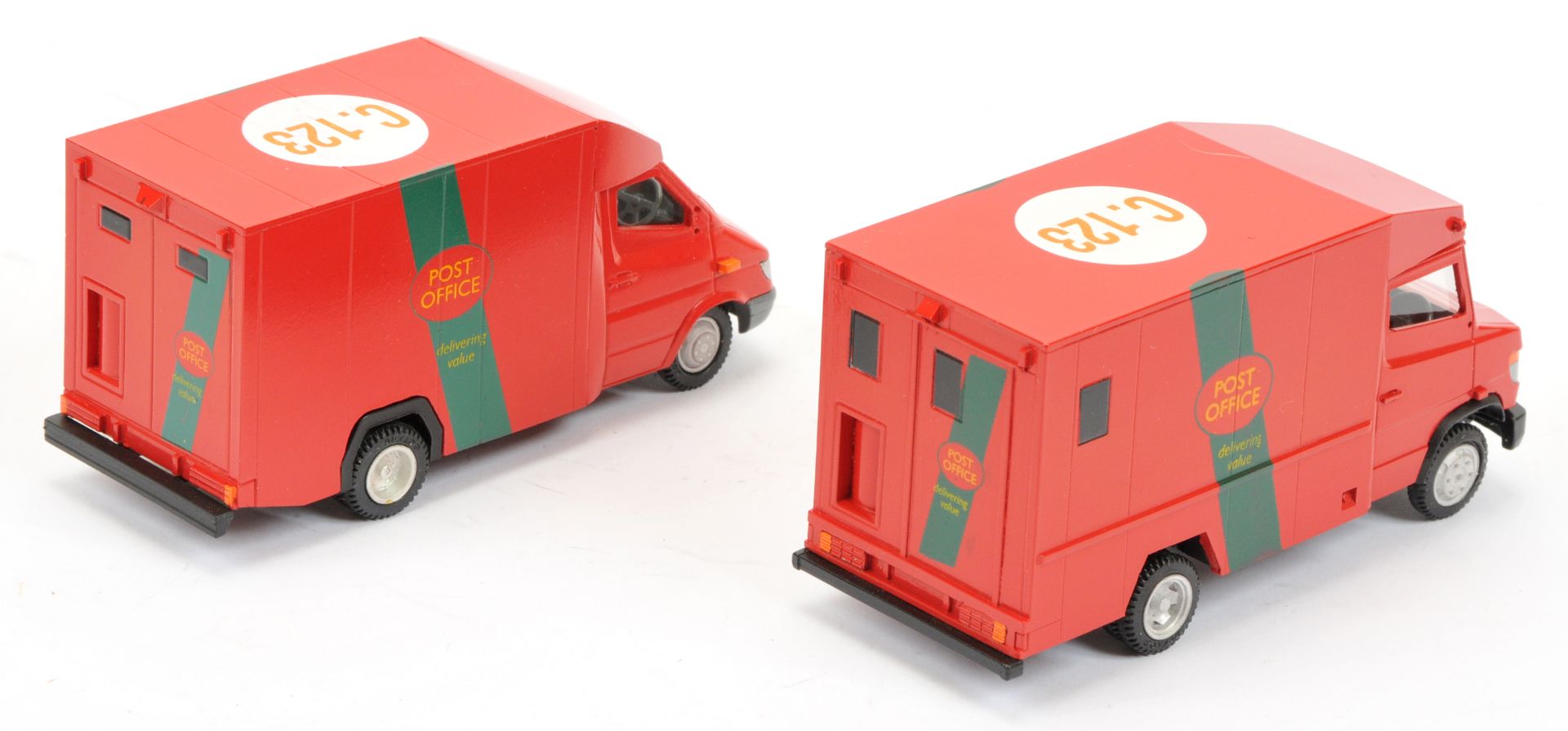 Promod Resin/White Metal Mercedes Van A Pair (1) "Post Office" Armoured Type 4 Red and (2) "Post ... - Image 2 of 2