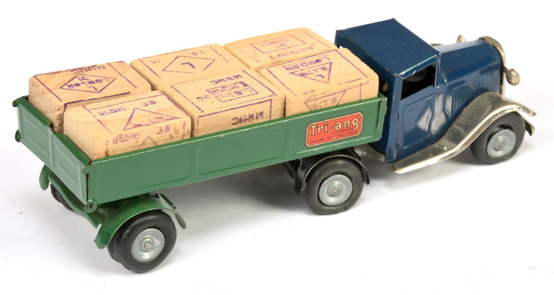 Triang Minic Clockwork Truck and Trailer - Blue cab, green trailer with "Minic to sides and loose... - Bild 2 aus 2