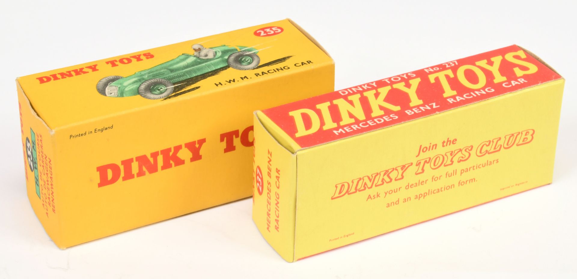 Dinky Toys Empty Boxes To Include (1) 235 HWM Racing Car - Yellow and red carded picture box is i... - Image 2 of 2