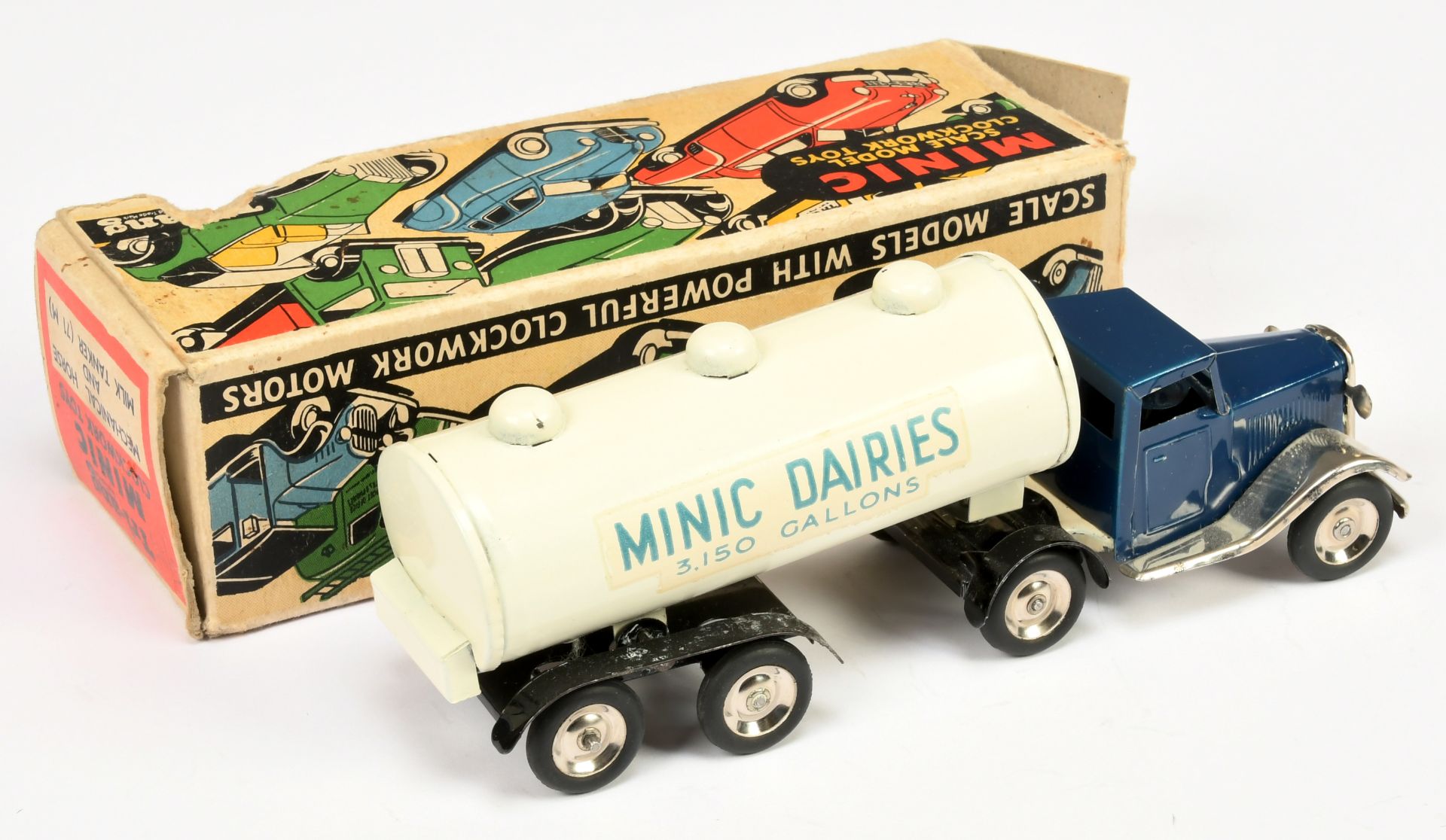 Triang Minic Clockwork 71M "Minic Dairies" Articulated Truck and Tanker Trailer - Blue cab with W... - Image 2 of 2