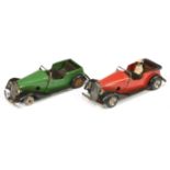 Triang Minic Clockwork A Pair To Include - 17M Tourer - Green & Black and (2) Another but Red & B...