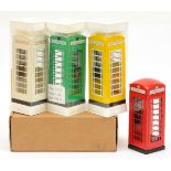 Promod Telephone Boxes Group Of 4 - (1) Red, (2) Yellow, (3) Green and (4) Cream 