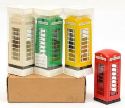 Promod Telephone Boxes Group Of 4 - (1) Red, (2) Yellow, (3) Green and (4) Cream