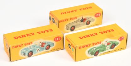Dinky Toys Empty Boxes To Include (1) 105 Triumph TR2 Sports Car with Grey colour spot, (2) 110 A...