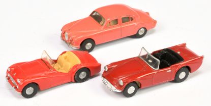 Triang Spot On Group of 3 (1) 108 Triumph TR3 Sports Car - Red Body, (2) 114 Jaguar 3.4 Litre- Co...