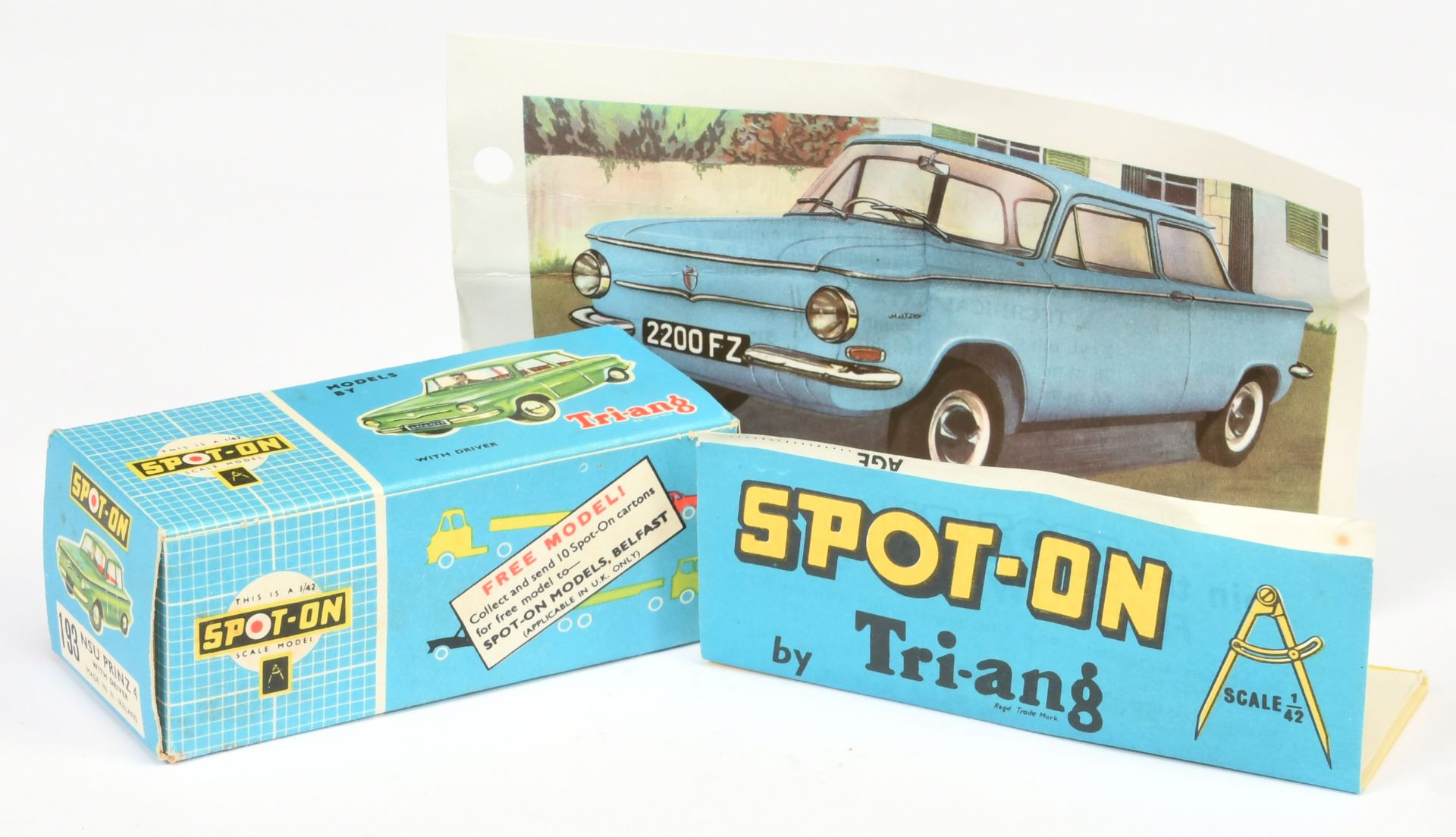 Triang Spot On 193 NSU Prinz 4 - Empty Blue carded picture box Near Mint superb example with colo...