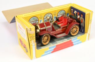 Schuco 1225 "Old Timer" Series Tinplate Clockwork Mercer Type 35 (1913) - Maroon with Red Seats