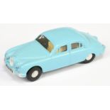 Triang Spot On 114 Jaguar 3.4 Litre Saloon - Light blue body, cream interior and steering wheel, ...