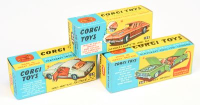 Corgi Toys Empty Boxes to Include (1) 246 Chrysler Imperial, (2) 310 Chevrolet corvette stingray ...