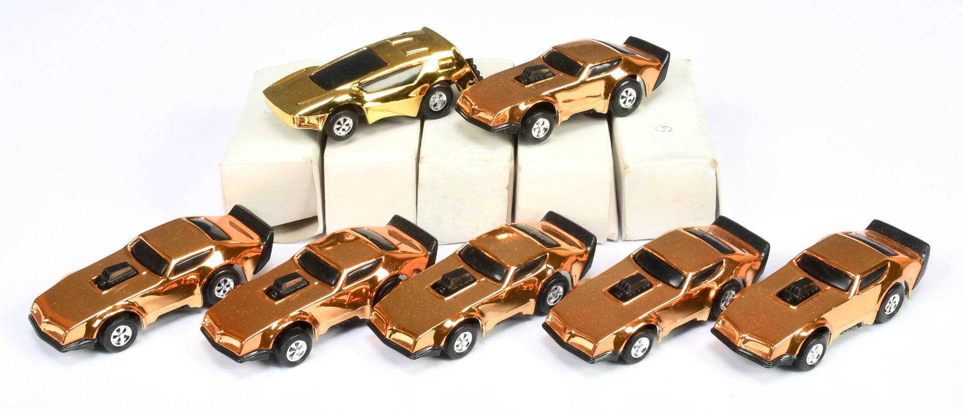 Mego Speed Burners a group of plastic pull-back issues (circa 1977) includes 6 x dark gold, black...