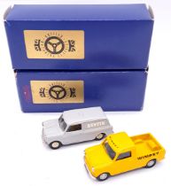 BMC, British Motoring Classics, a boxed pair of white metal commercial Mini models