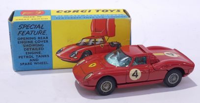 Corgi Toys 314 Ferrari Berlinetta 250 Le mans Racing Car - Red body, wire wheels and racing No.4.