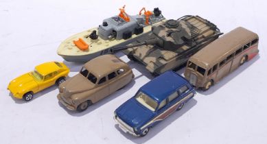 Corgi and Dinky a mixed unboxed group to include Dinky Motor Patrol Boat and others.