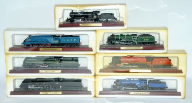 a boxed group of static model trains