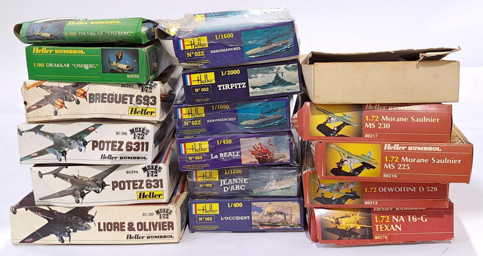 Heller a mixed boxed group of 1/72 and other scale Planes and Ships to include #80212 Dewoitine D...