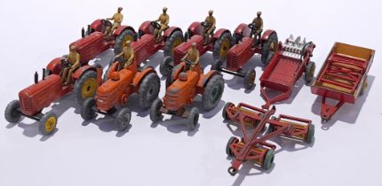 Dinky A unboxed group of Tractors and Farming Vehicle Accessories to include include Dinky 3C1 Fi...