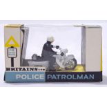 Britains 9697 "Police Patrolman with Loud Hailer" - white motorcycle with dark blue figure, white...