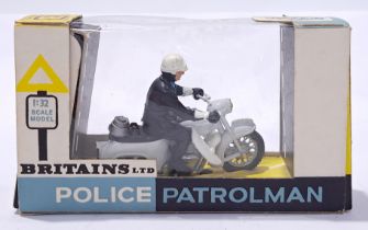 Britains 9697 "Police Patrolman with Loud Hailer" - white motorcycle with dark blue figure, white...