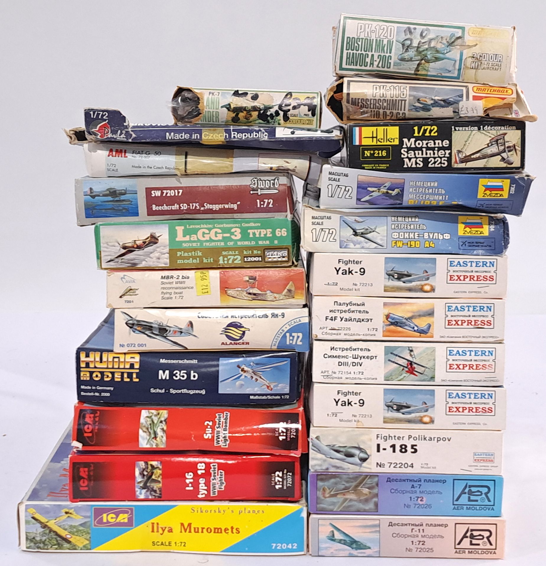 ICM, Matchbox, Heller and similar, a mixed boxed model kit group of 1/72 scale Planes to include,...