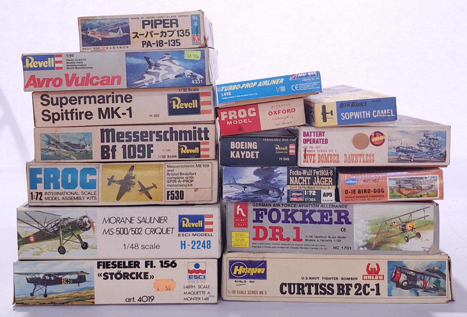 Revell, Hasegawa, Esci and similar, a mixed boxed group of 1/32 and similar scale Planes to inclu...