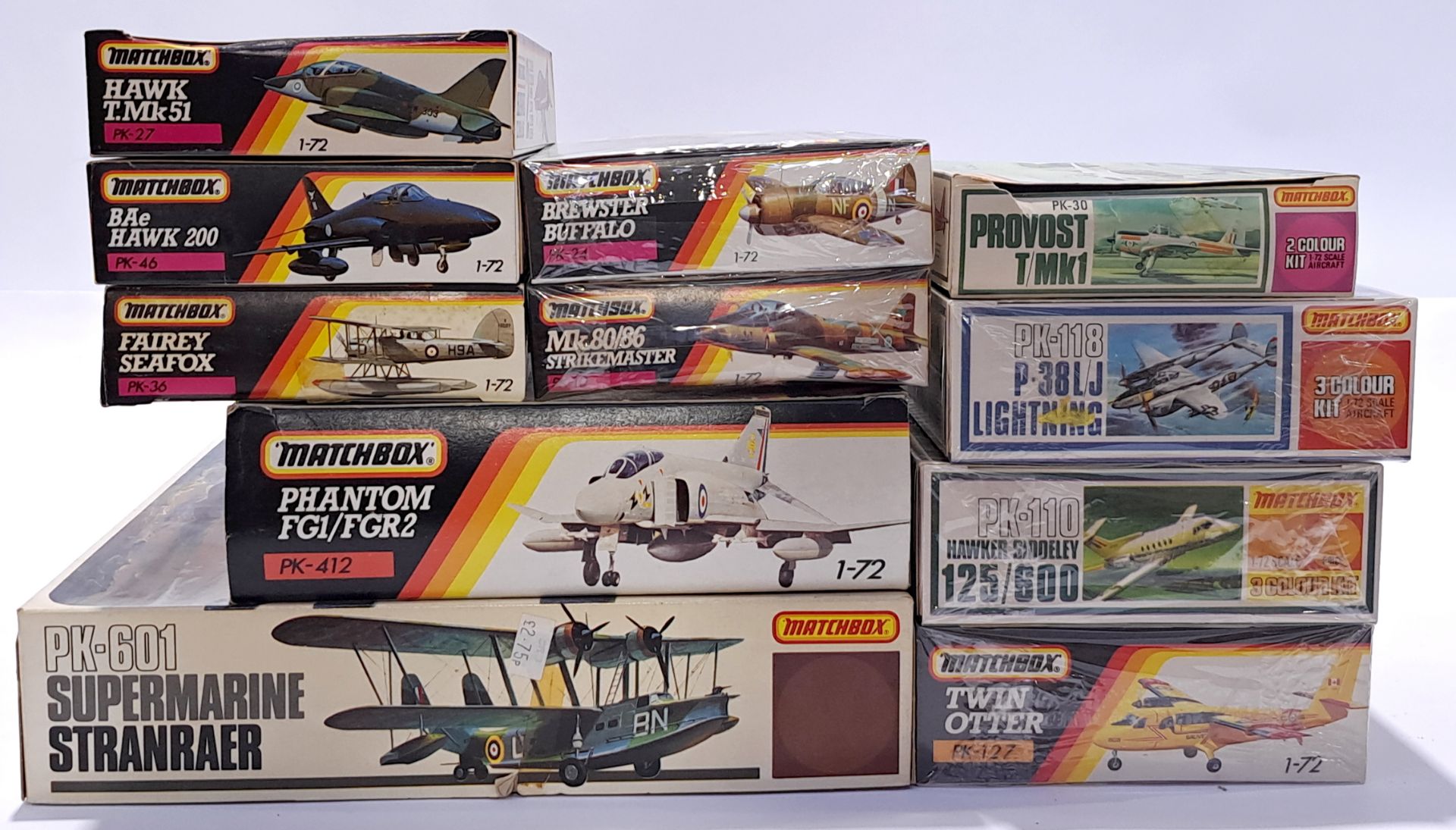 Matchbox, a mixed boxed group of 1/72, 1/24 scale Planes and similar to include PK-601 Supermarin...