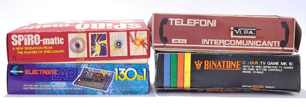 A mixed group of Retro items to include Binatone "Colour TV Game", Electronic Lab, Spire'o'Matic ...