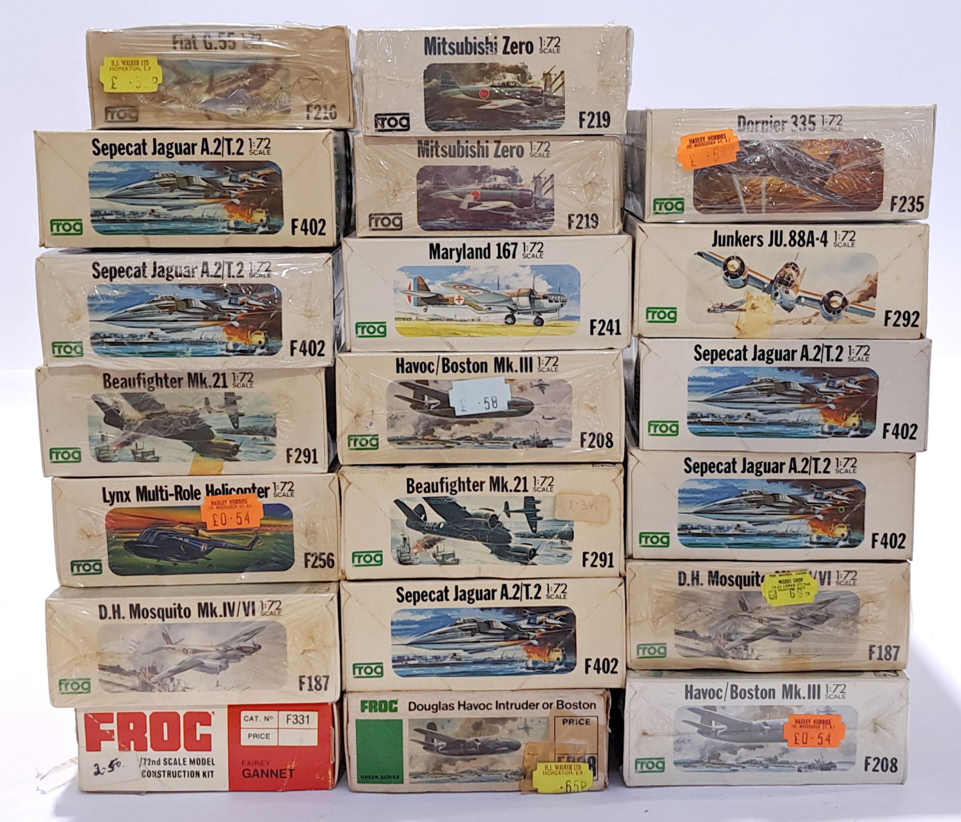 Frog, a mixed boxed group of 1/72 scale Planes and similar to include F292 Junkers JU.88A-4, F402...