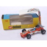 Corgi No.158 Lotus Climax Formula 1 Racing Car - two-tone orange, white, racing number 8, cast hu...