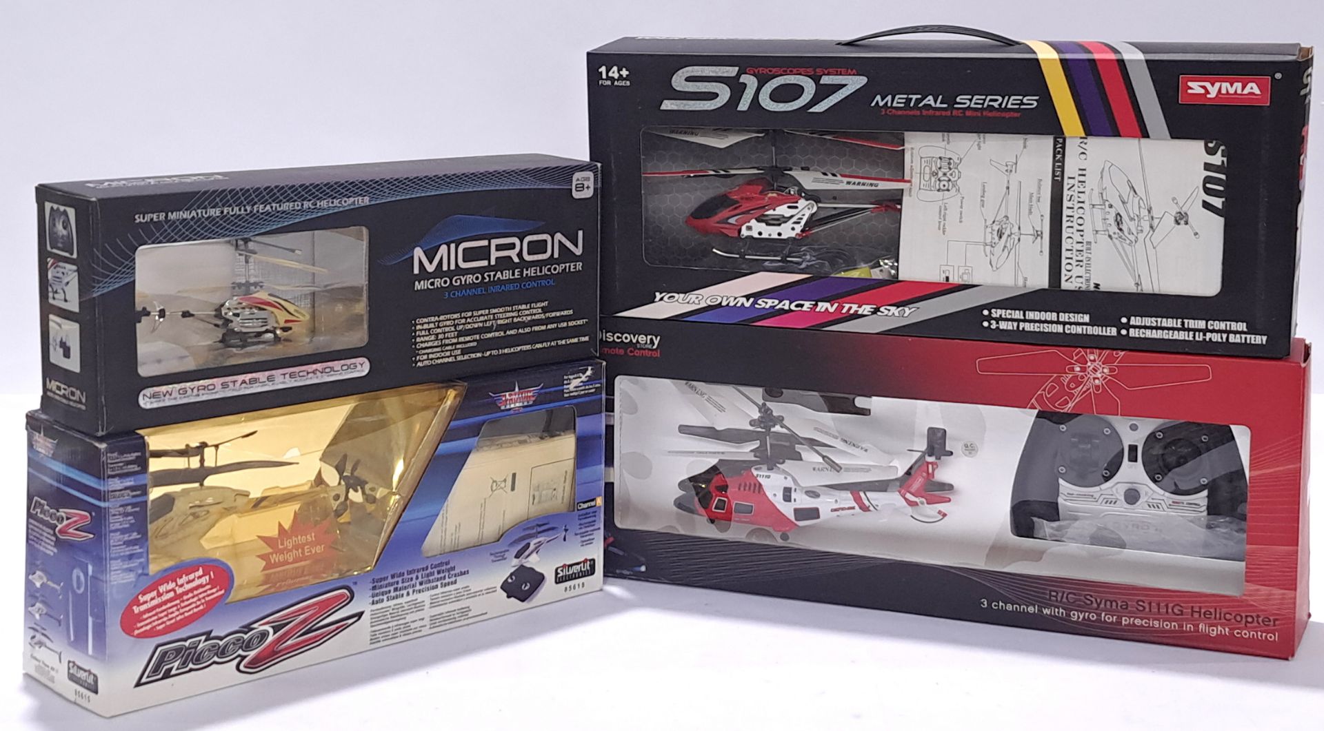 Micron, Syma and similar a mixed group of Remote Control Helicopters. Not checked for completion....
