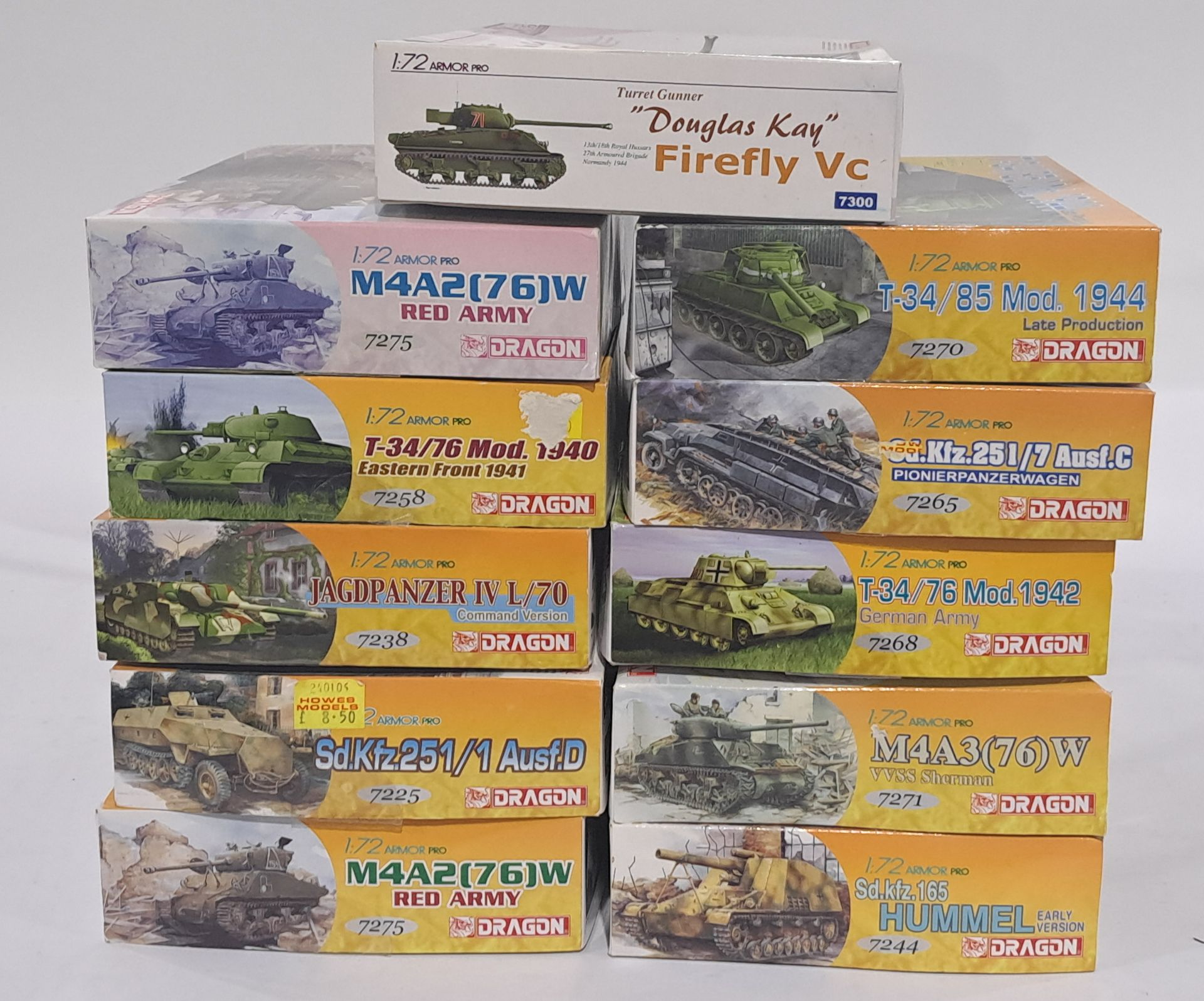 Dragon Models a boxed 1/72 scale group of tanks to include 7300 Turret Gunner "Douglas Kay" Firef...