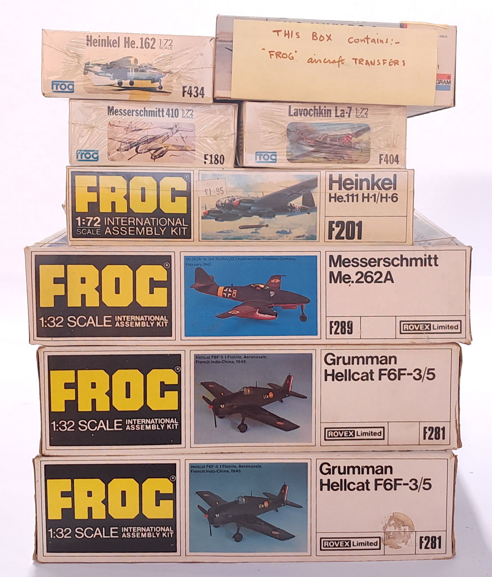 Frog, a mixed boxed group of 1/72, 1/32 scale Planes and similar to include F281 Grumman Hellcat ...